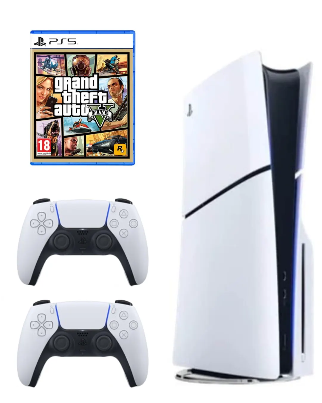 SONY Playstation 5 (PS5) Slim Disc Edition 1TB with Extra Dualsense Controller + GTA 5 PS5